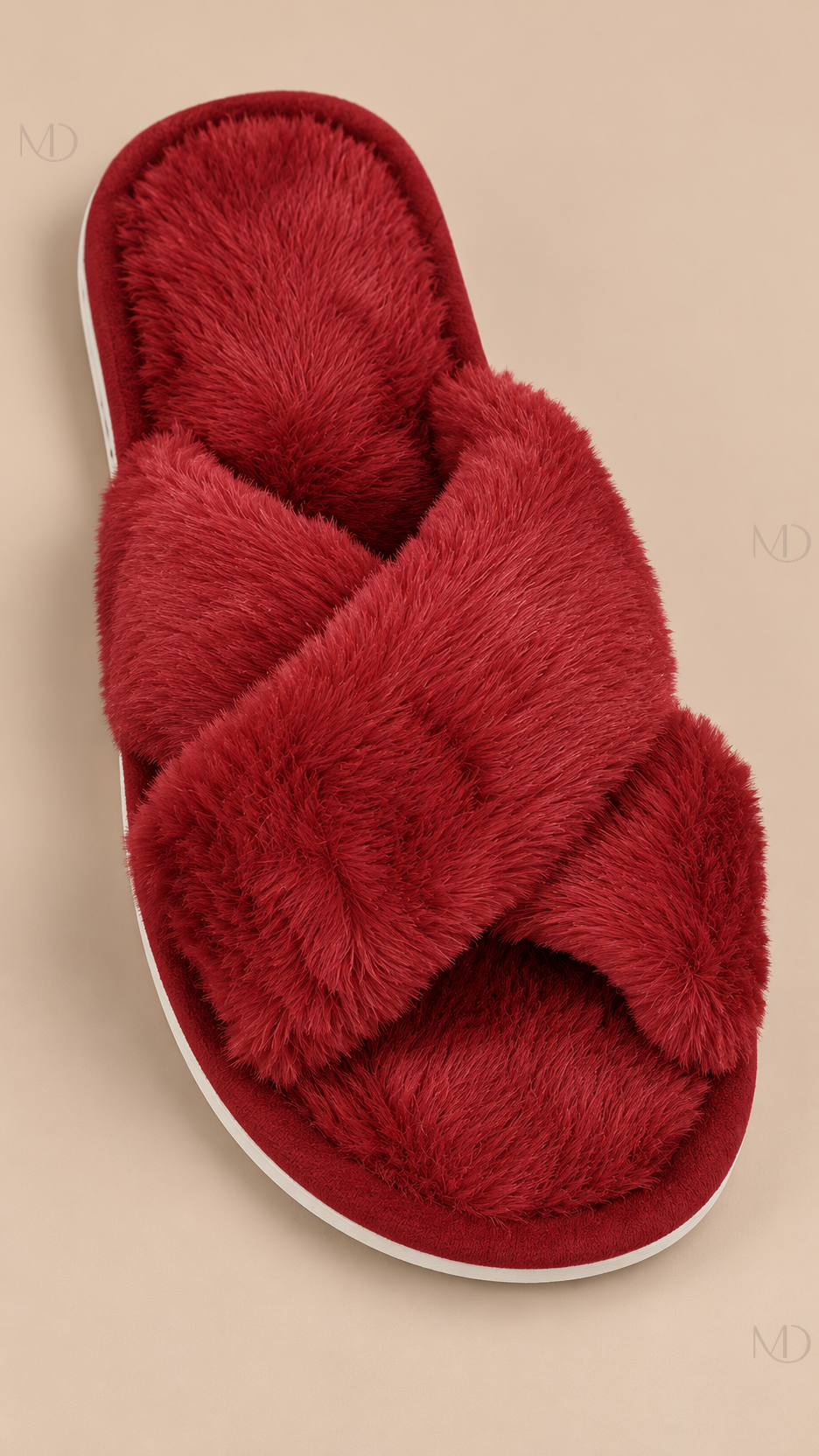 Calliope Crisscross Slide — Wine red shoe detail