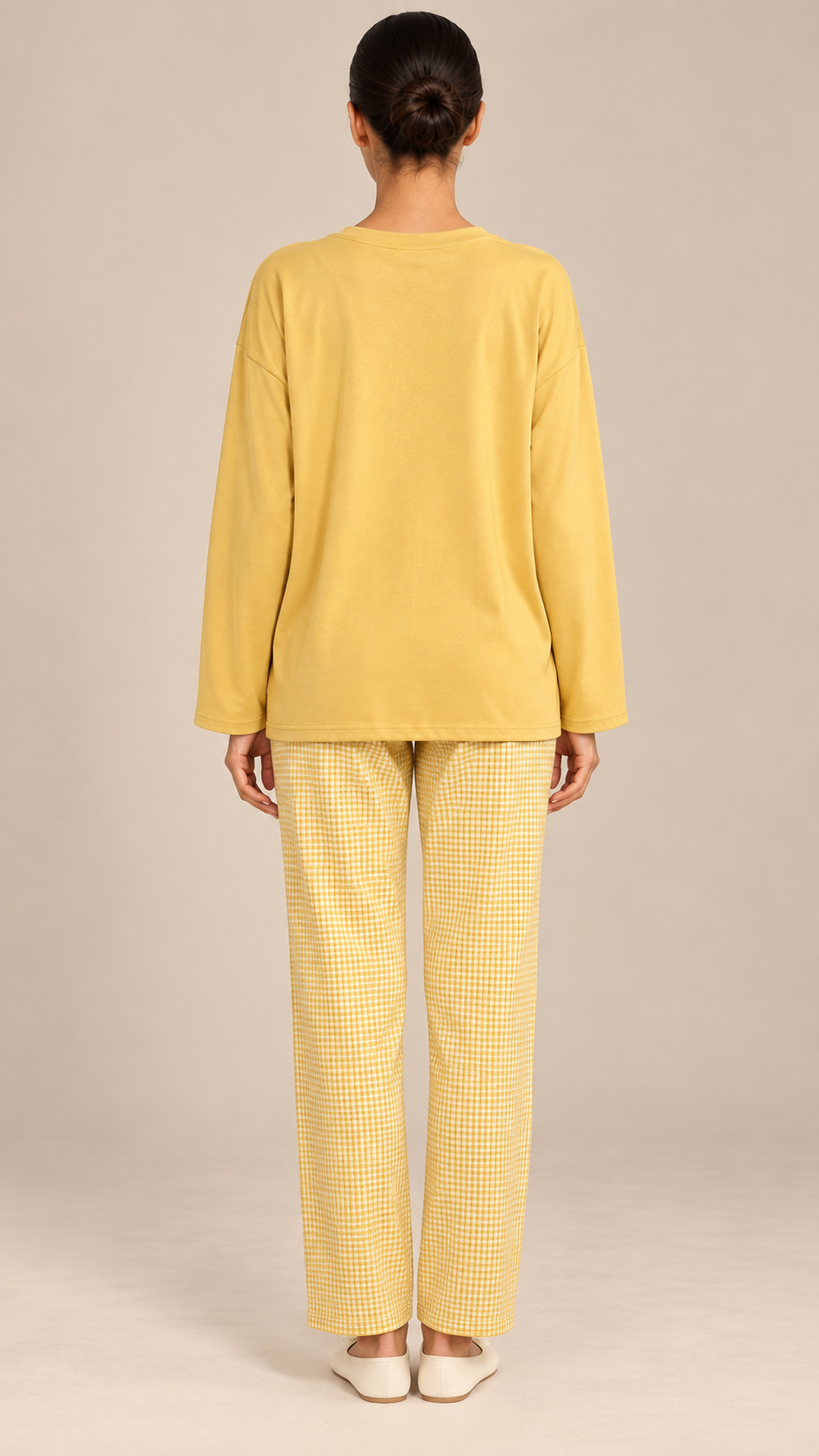 Rosemary Bra-Lined Pajama Set — Yellow model back