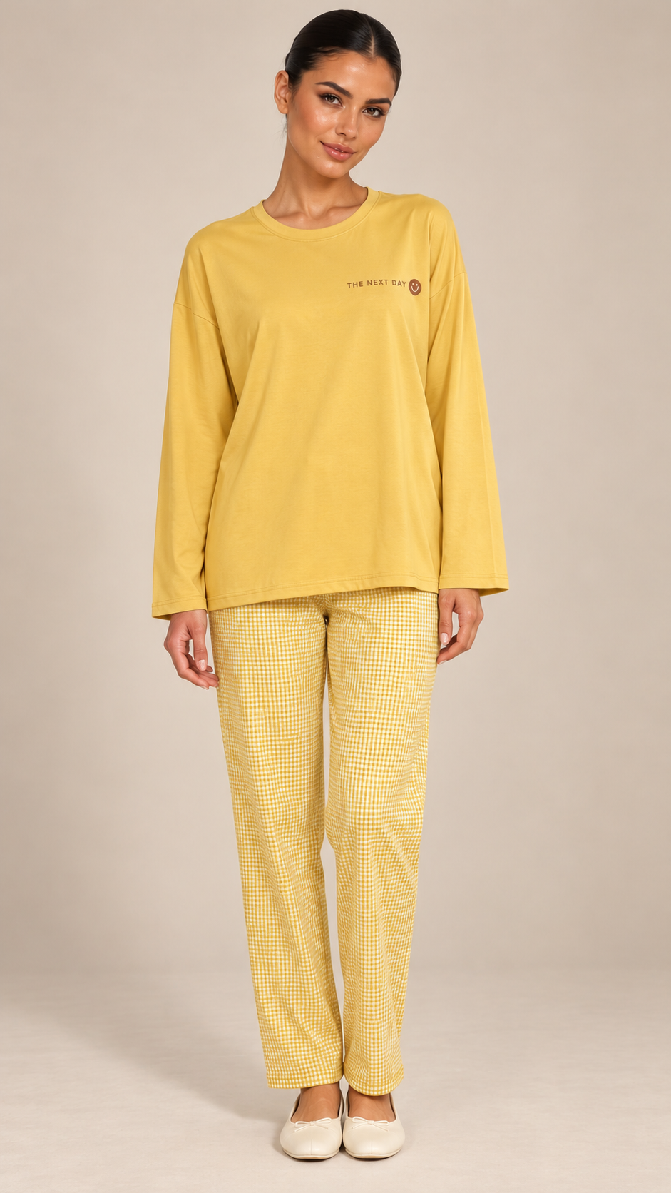 Rosemary Bra-Lined Pajama Set — Yellow model front