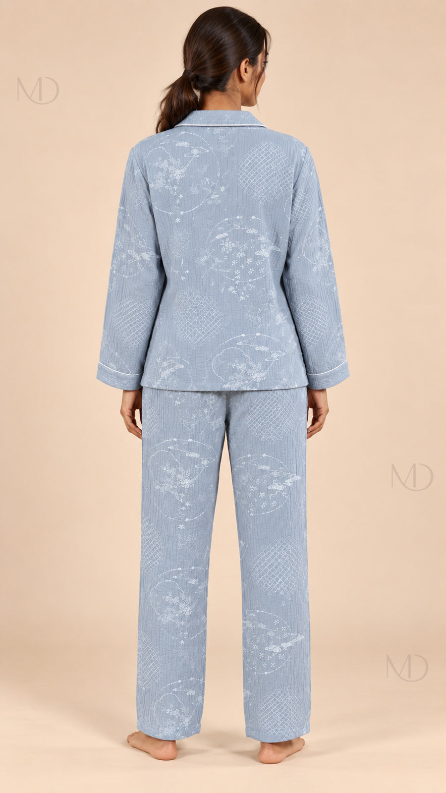 Yuki Gauze Pajama Set grey model back