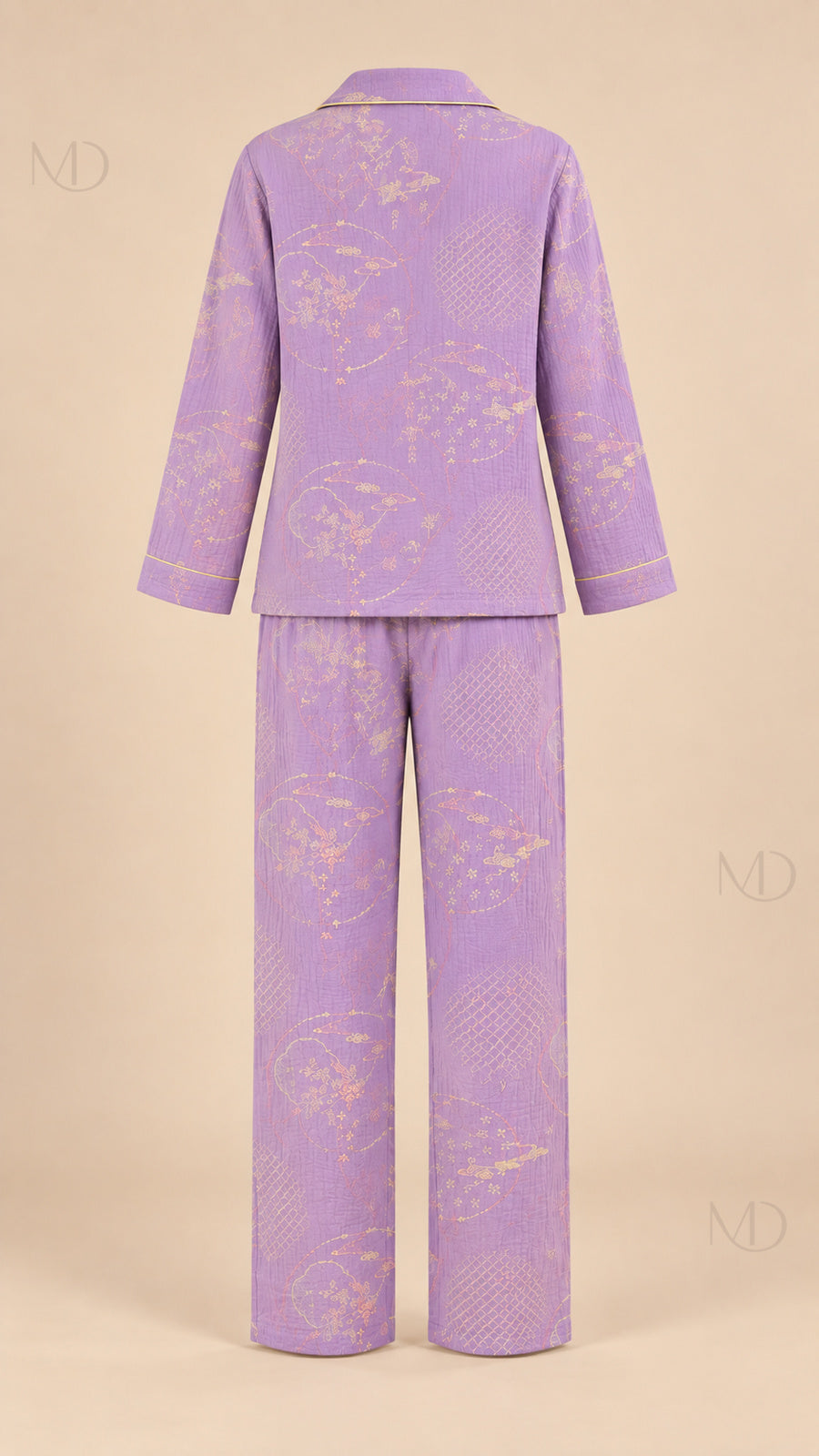 Yuki Gauze Pajama Set purple mannequin back